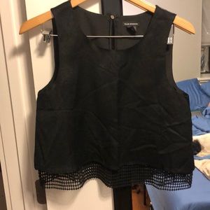 NWOT - Black crop top with bottom mesh detail